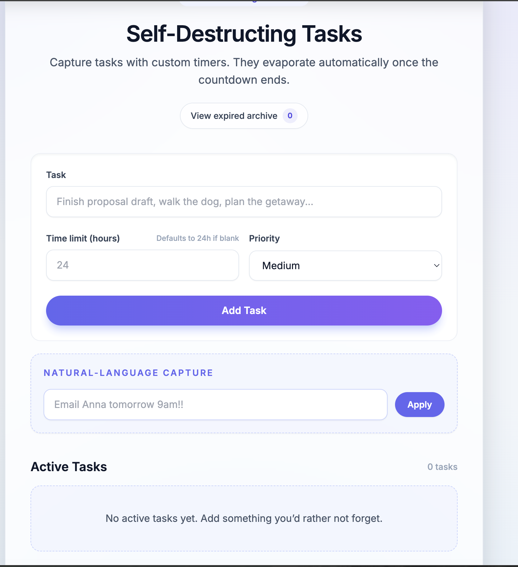 Self Destructing Tasklist